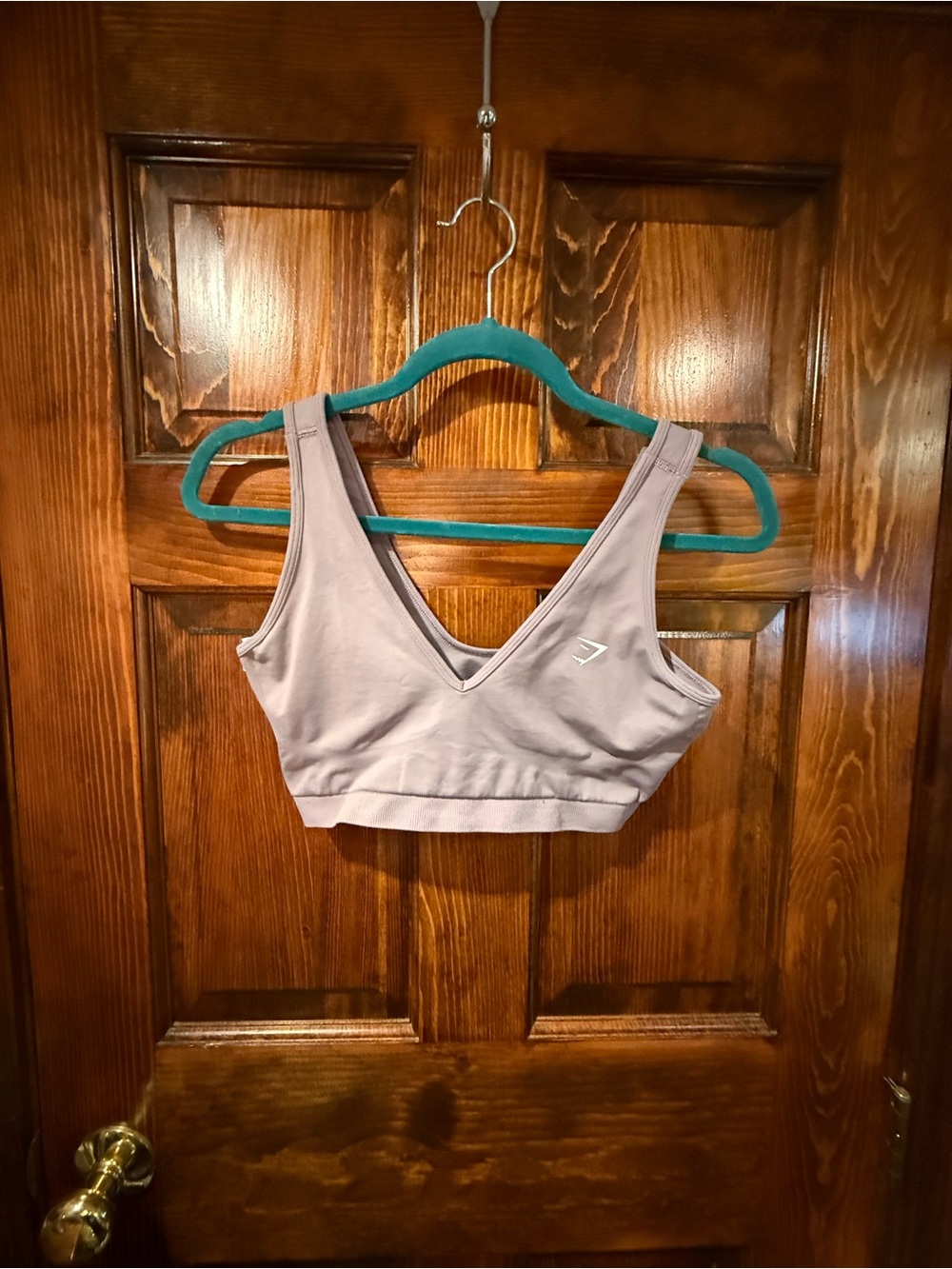 Gymshark Light Gray V-Neck Supportive Sports Bra